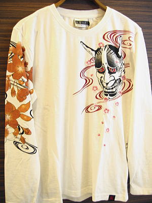 和柄長袖Ｔシャツ　山櫻と般若